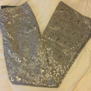 Vintage Funky Silver Pattern Bell bottom Pants